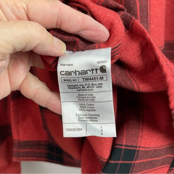 Carhartt NWOT Loose Fit Red Plaid Flannel Shirt π - Picture 7 of 7